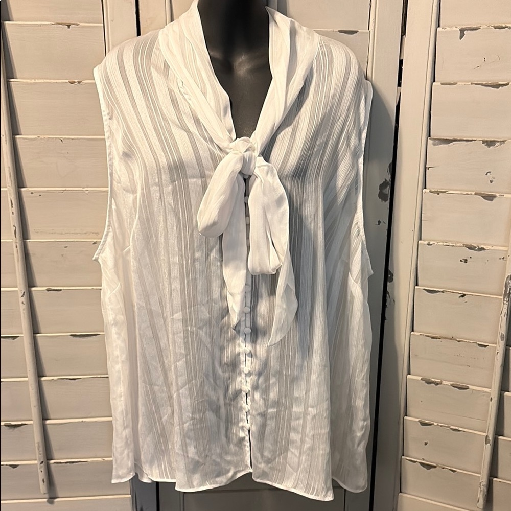 Addition Elle White Tie Front Buttoned Blouse